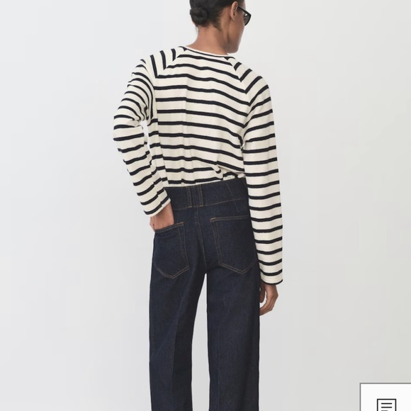 MANGO MNG 100% Cotton Black and Cream/White striped Long Sleeve T-shirt Sweater - Picture 6 of 10